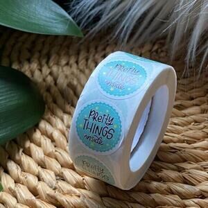 500 - PRETTY THINGS INSIDE - Blue Star Round Package Stickers - 1 INCH